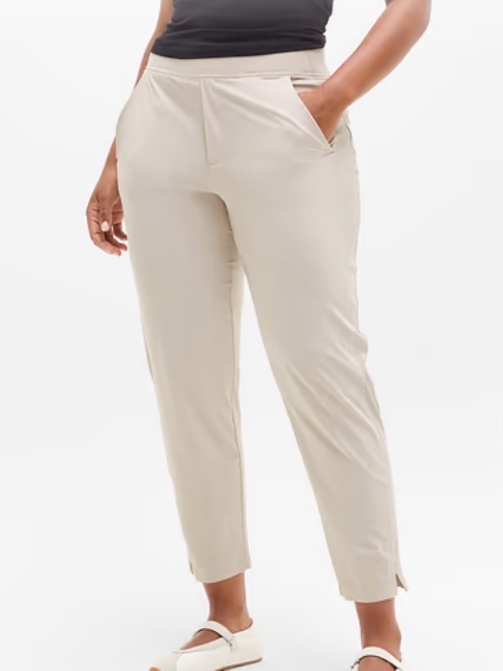 Athleta Brooklyn Ankle Pants Tan Womens Plus Size 26 Stretch Lightweight Travel